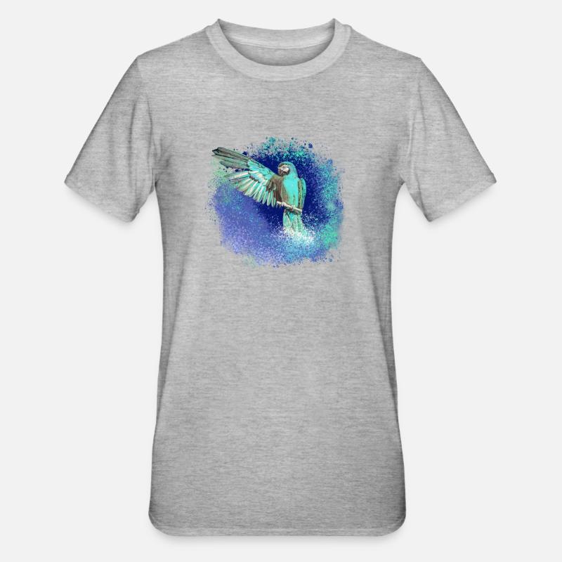 sittich ara,,vogel,graffiti,mint,blau,brush,spray - Unisex Polycotton T-Shirt - Grau meliert