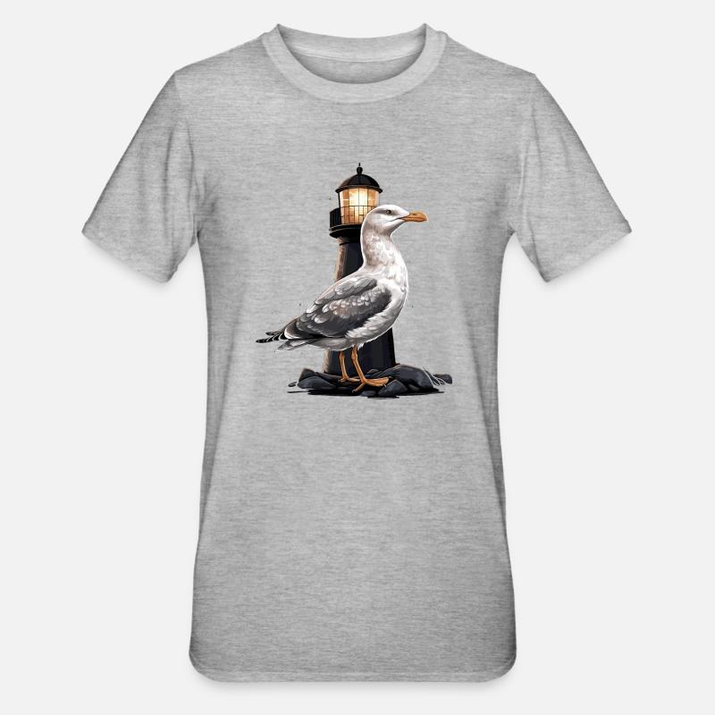 Baby Möwe Seevogel Leuchtturm - Unisex Polycotton T-Shirt - Grau meliert
