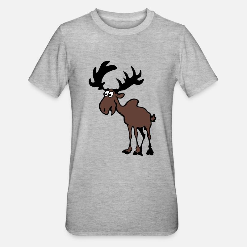 Elch - Unisex Polycotton T-Shirt - Grau meliert