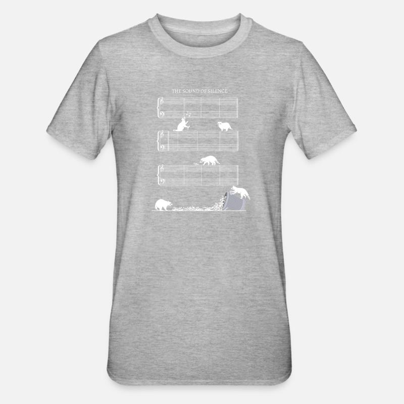 Silence partition de musique sans notes avec ratons laveurs - T-shirt polycoton Unisexe - gris chiné