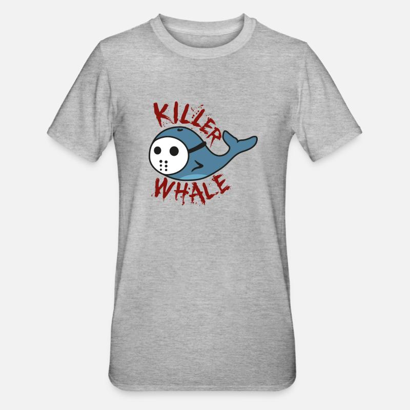 Killer Wal lustige Geschenkidee - Unisex Polycotton T-Shirt - Grau meliert