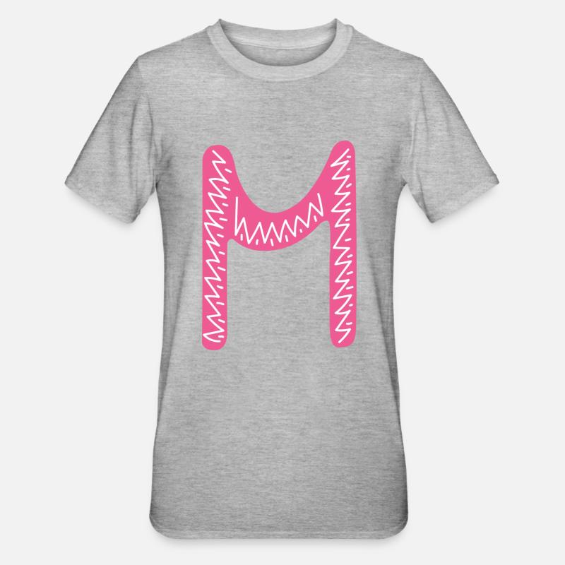 Buchstabe M - Unisex Polycotton T-Shirt - Grau meliert