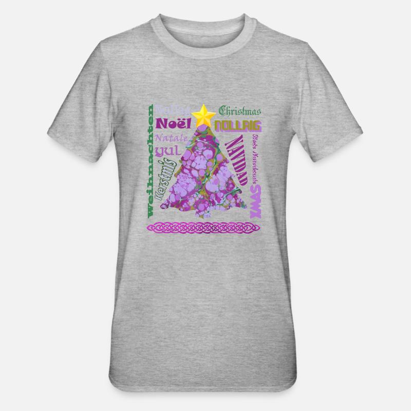 Noël multilingue E 230 - T-shirt polycoton Unisexe - gris chiné