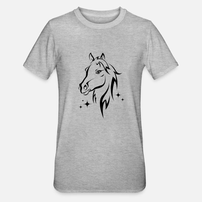 Pferd mit Sternen - Unisex Polycotton T-Shirt - Grau meliert