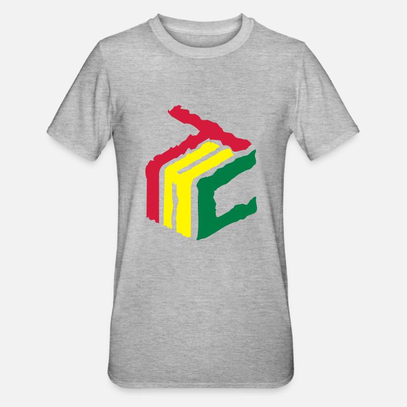 THC CUBE 3D Logo 420 - Unisex Polycotton T-Shirt - Grau meliert