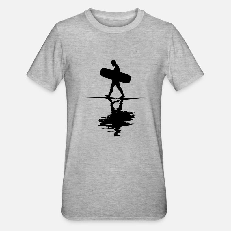 SURF 2 stickerWake - Unisex Polycotton T-Shirt - Grau meliert