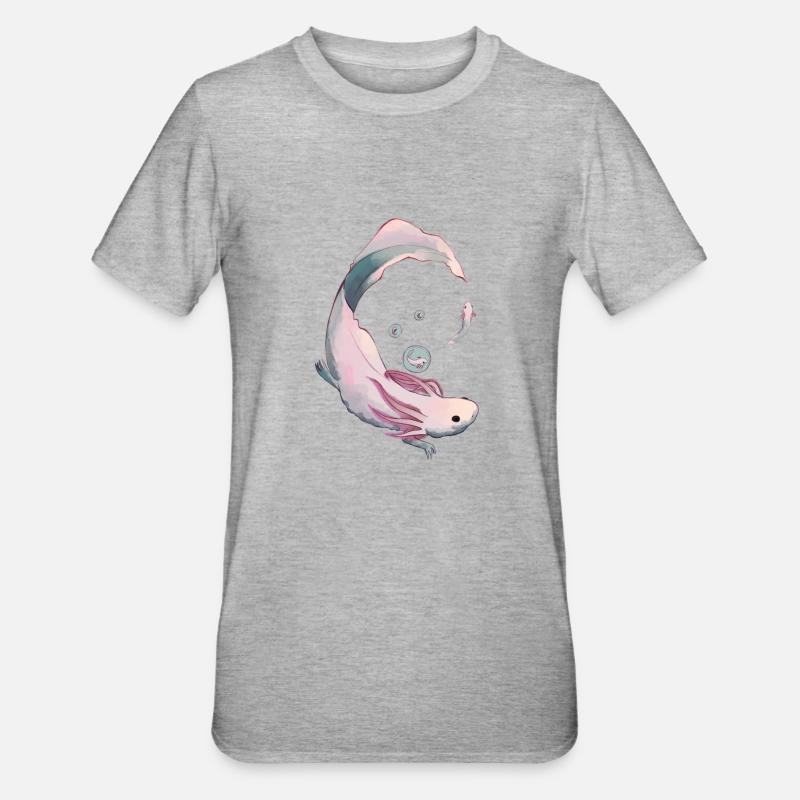 Axolotl Evolution - Unisex Polycotton T-Shirt - Grau meliert