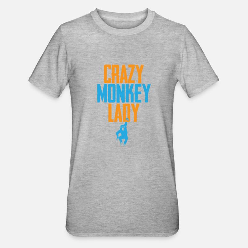 Crazy Monkey Lady - Maglietta unisex, mix cotone e poliestere - grigio melange