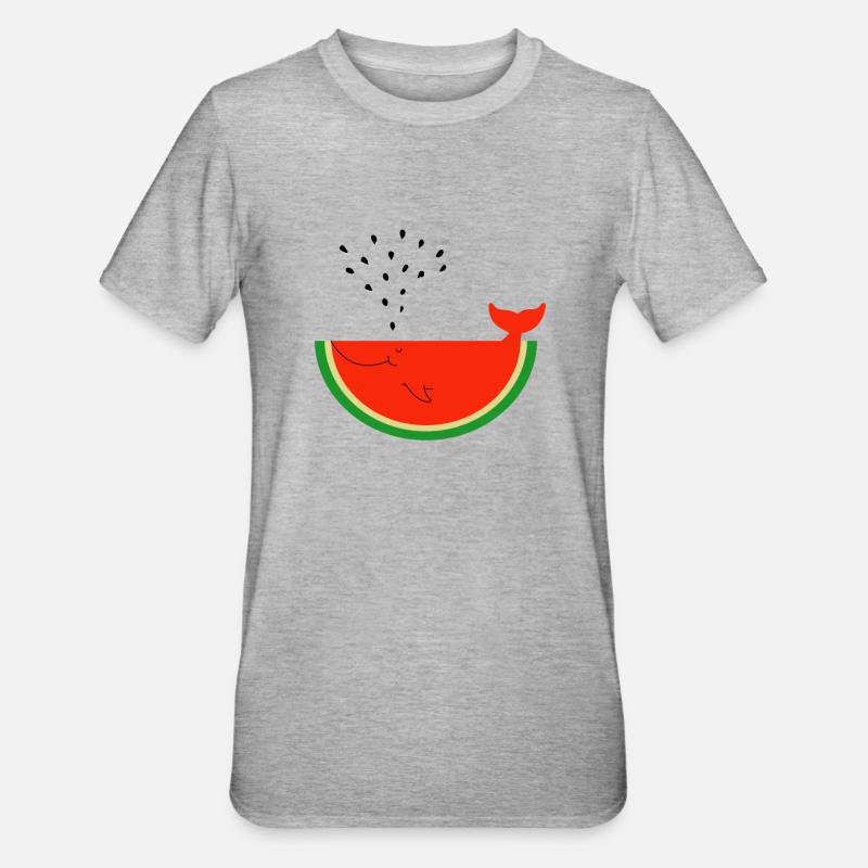 Baleine de pastèque - T-shirt polycoton Unisexe - gris chiné