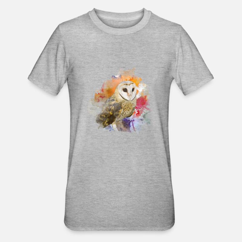 Eule - Unisex Polycotton T-Shirt - Grau meliert
