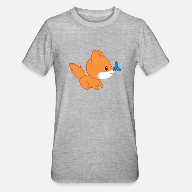 Fox - renarde - Fox amateurs - renard bébé - T-shirt polycoton Unisexe - gris chiné