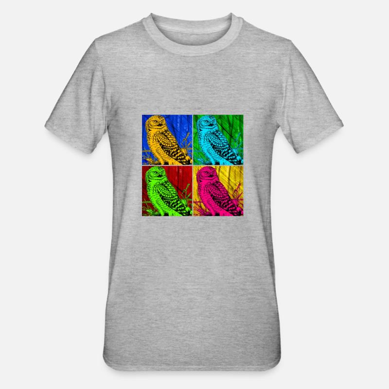 Eule - Unisex Polycotton T-Shirt - Grau meliert