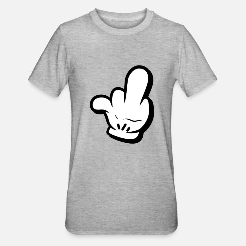 Mittelfinger Comic Style - Unisex Polycotton T-Shirt - Grau meliert