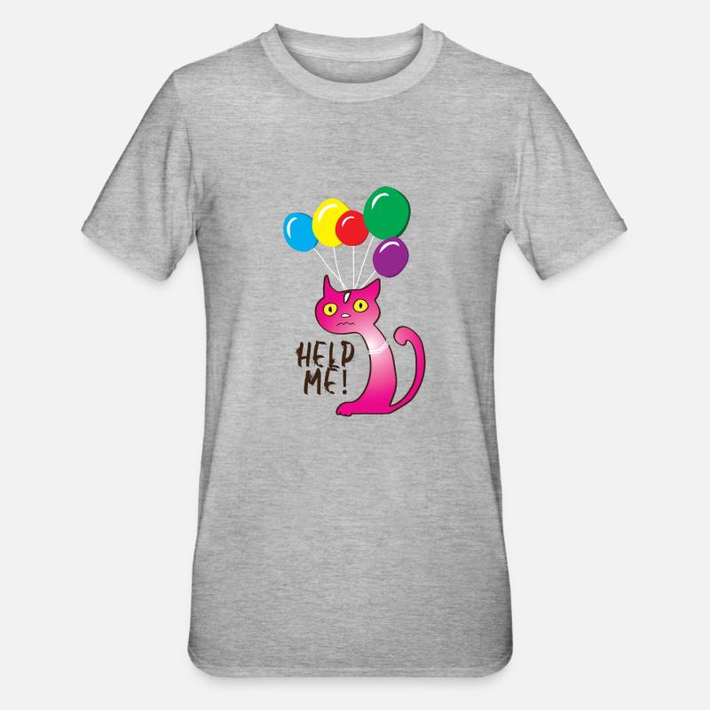 Chat Aidez-moi, Aidez-moi - T-shirt polycoton Unisexe - gris chiné