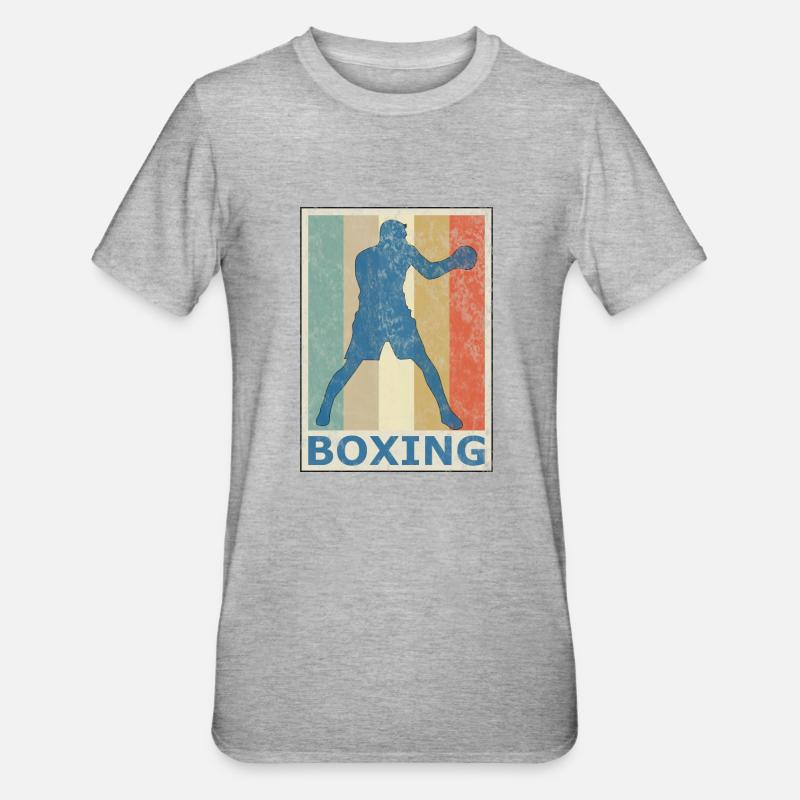 Rétro style vintage Boxe Boxe Kickboxing - T-shirt polycoton Unisexe - gris chiné
