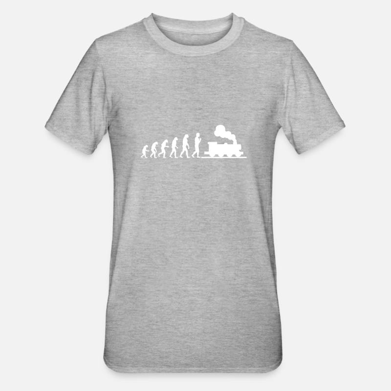 Evolution Lokfuehrer - Unisex Polycotton T-Shirt - Grau meliert