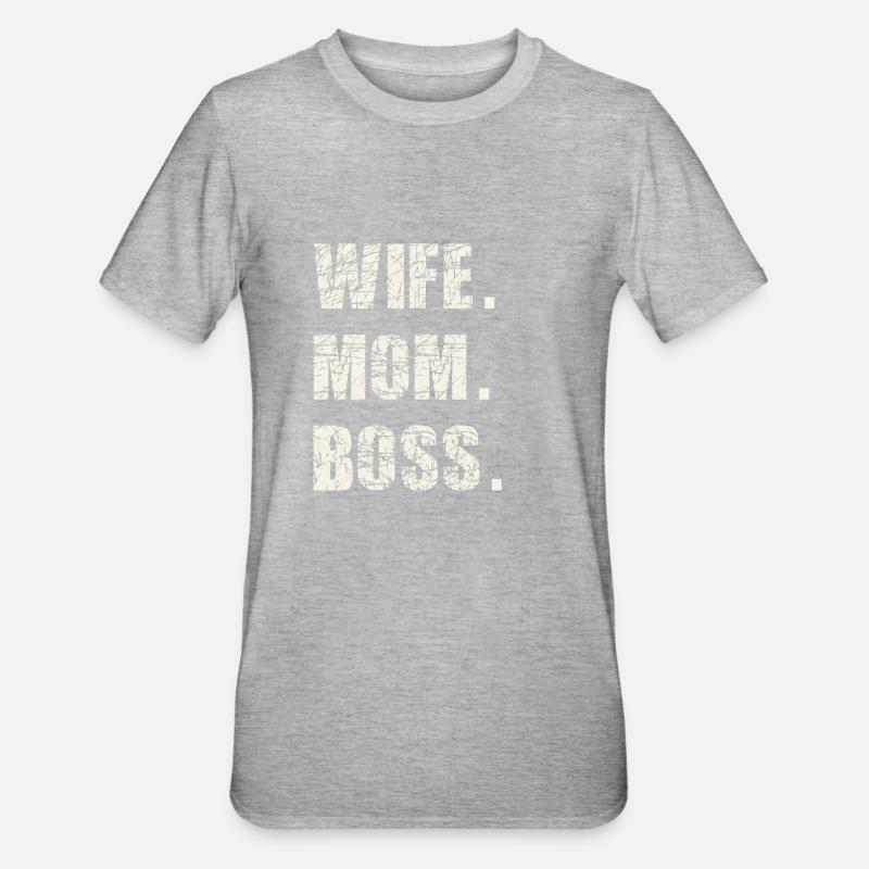 Ehefrau Mutter Chef - Unisex Polycotton T-Shirt - Grau meliert