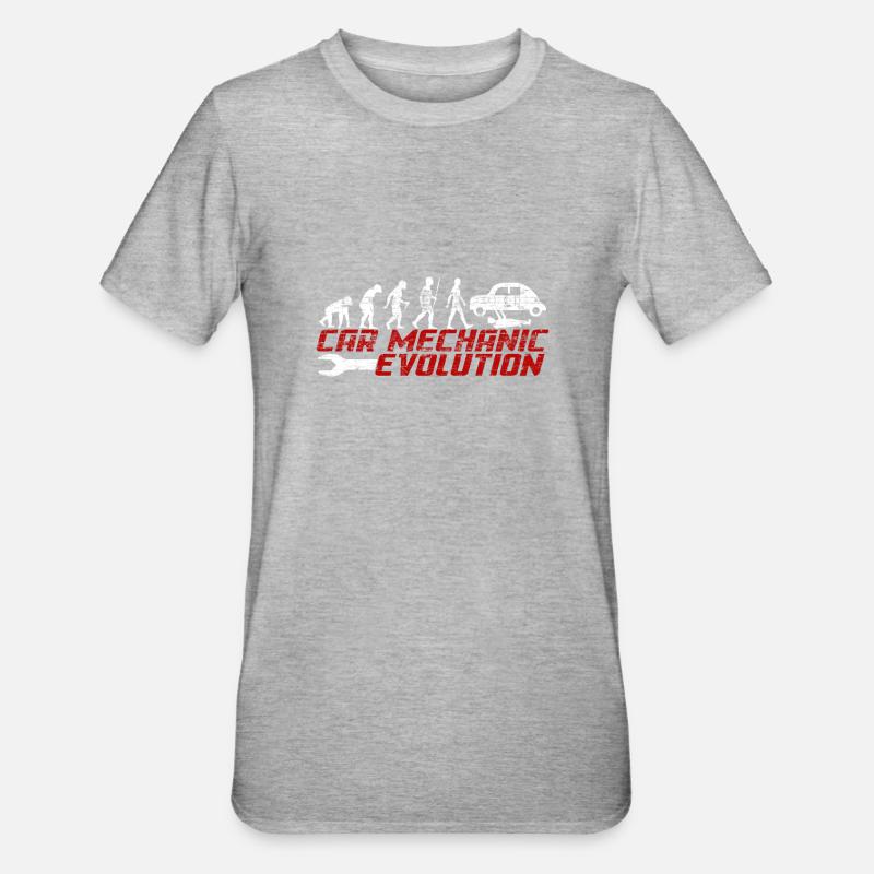 Auto-Mechaniker-Evolution - Unisex Polycotton T-Shirt - Grau meliert