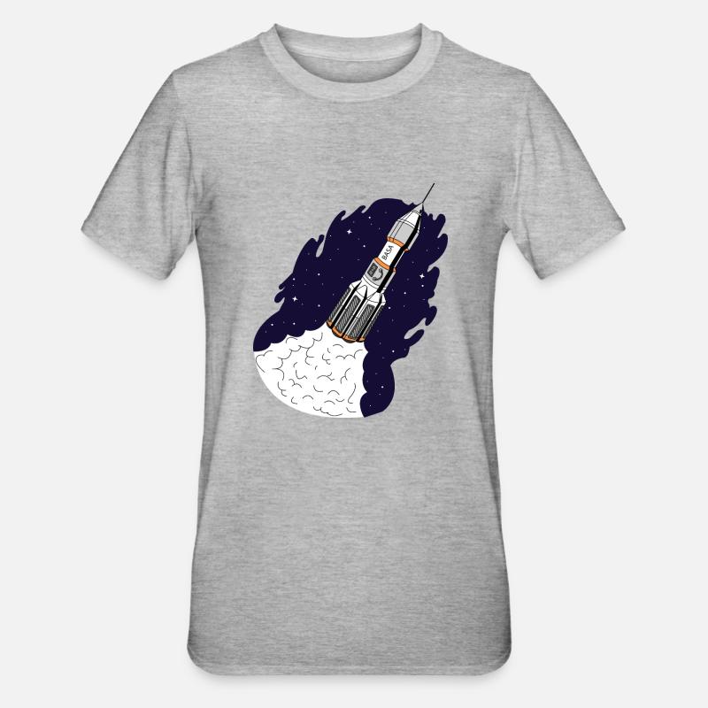 Rocket se lance dans l'espace - T-shirt polycoton Unisexe - gris chiné