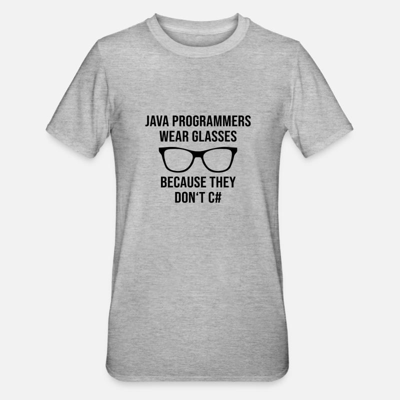 Programmeur Java Developer Glasses - T-shirt polycoton Unisexe - gris chiné