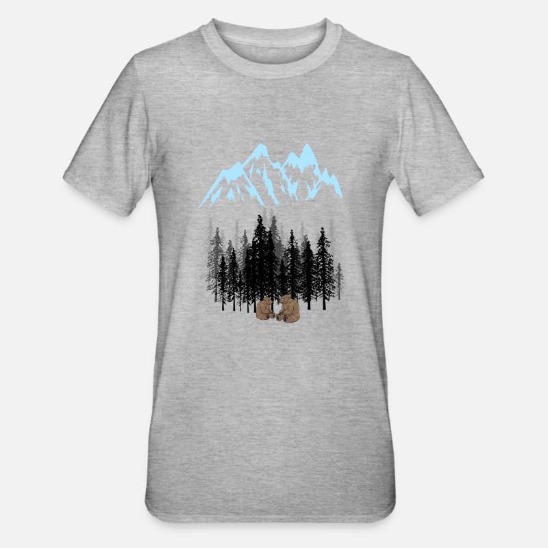 Mountain Mountains Nature Mountains Wilderness Bears - Maglietta unisex, mix cotone e poliestere - grigio melange
