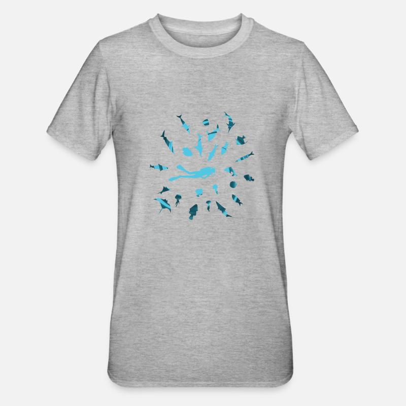 Plongée avec fish - T-shirt polycoton Unisexe - gris chiné