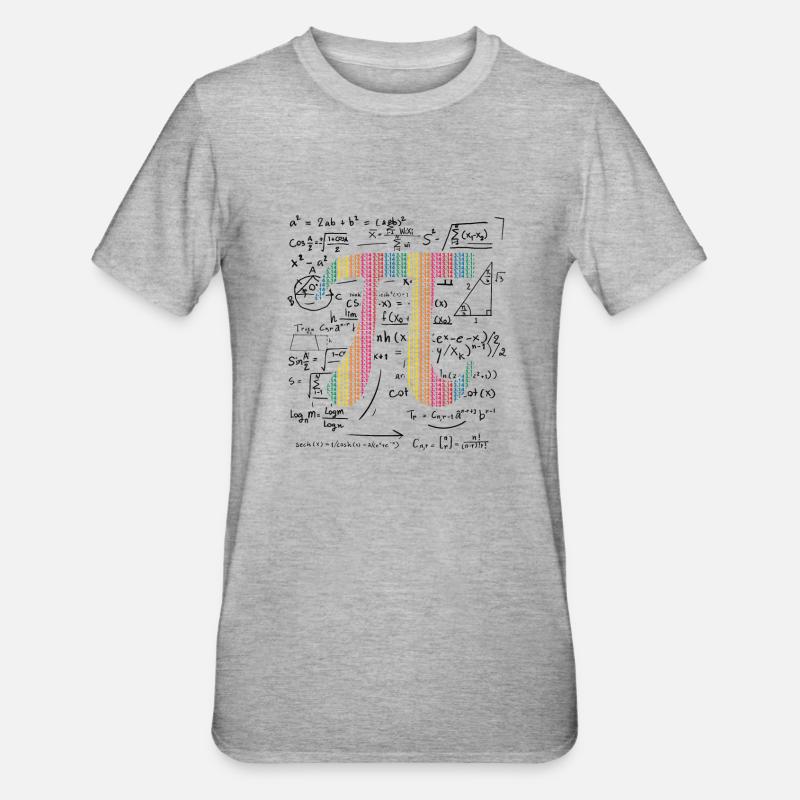 Pi Day Gift 3.14 Pi symbol with Math Equations - Unisex Polycotton T-Shirt - heather grey