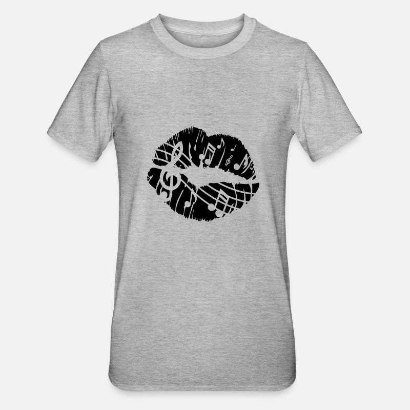 Notes musicales Baisers - T-shirt polycoton Unisexe - gris chiné