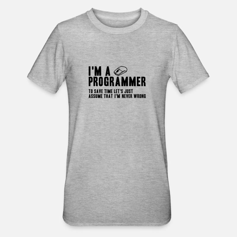 Geschenk für Programmierer Coding Programmer - Unisex Polycotton T-Shirt - Grau meliert