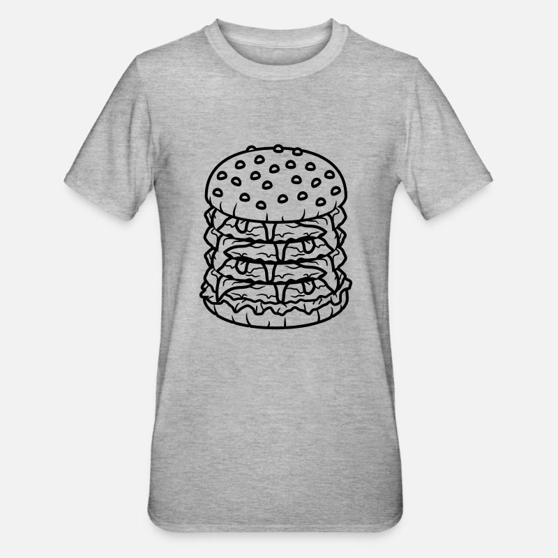design high multiple lay cool hamburger cheeseburg - Unisex Polycotton T-Shirt - heather grey