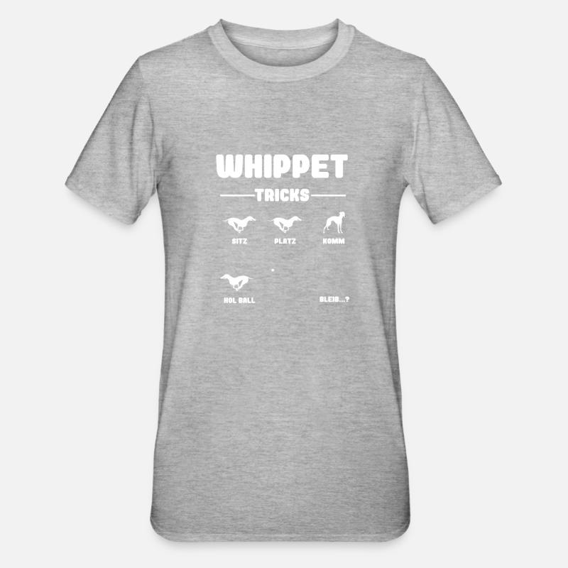 Whippet tricks, greyhound tricks gift idea - Unisex Polycotton T-Shirt - heather grey