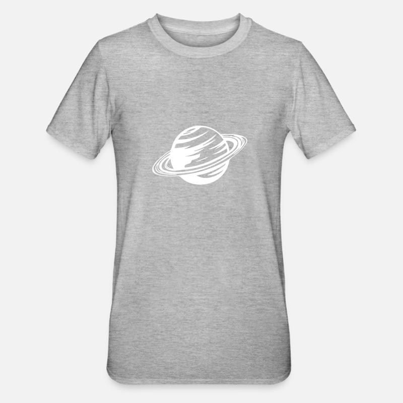 Planète Saturne - T-shirt polycoton Unisexe - gris chiné