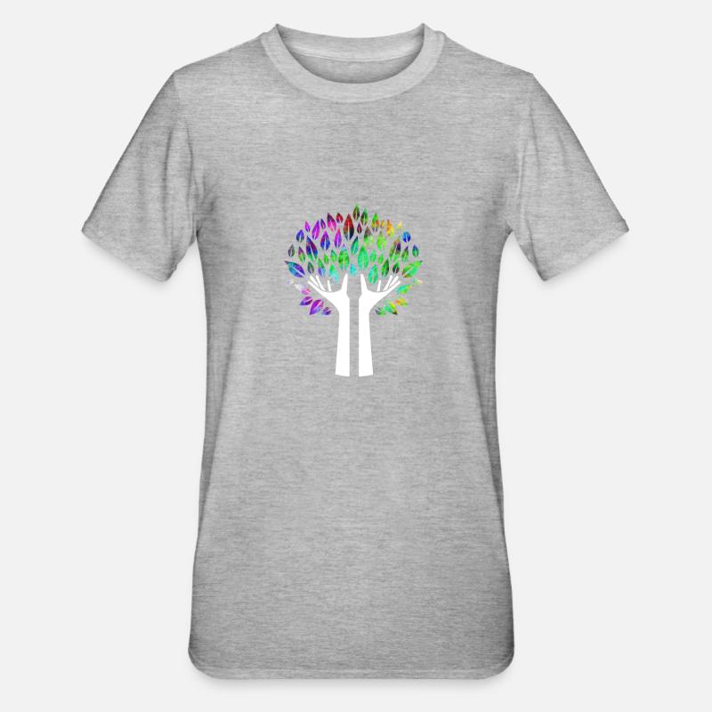 Hands tree psychedelic - Unisex Polycotton T-Shirt - heather grey