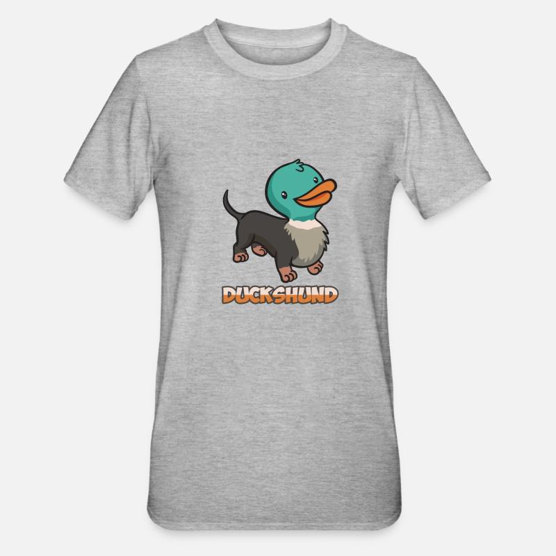 Teckel Canard Canard - T-shirt polycoton Unisexe - gris chiné