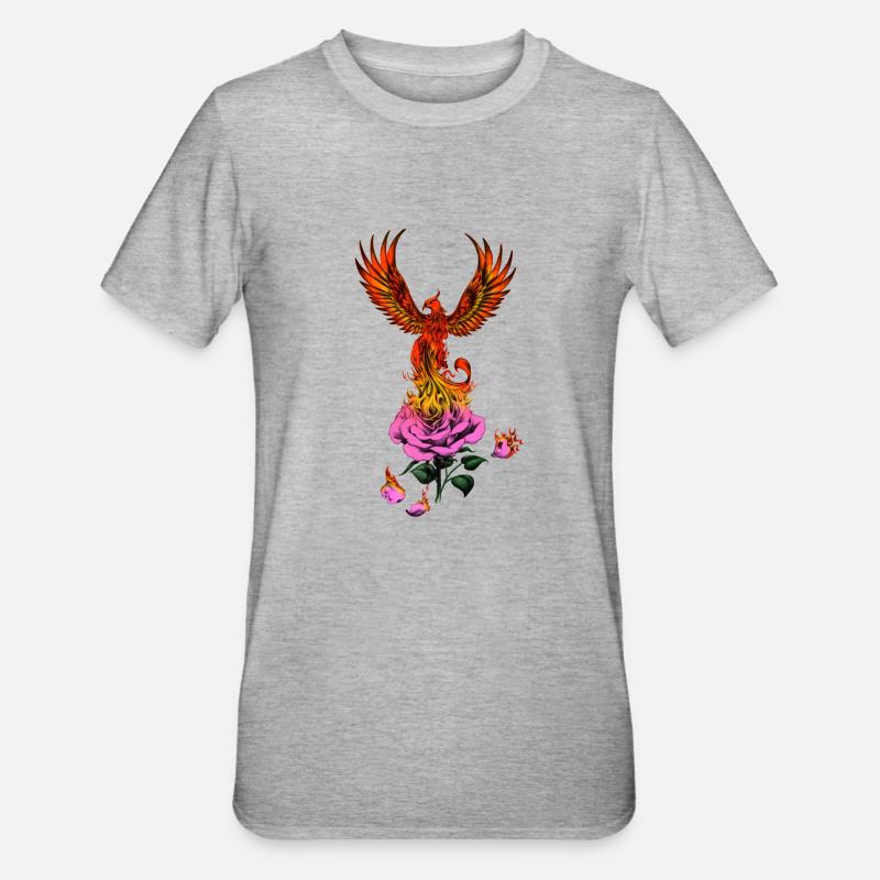 Phoenix - Fire Phoenix - Burning Phoenix - T-shirt polycoton Unisexe - gris chiné
