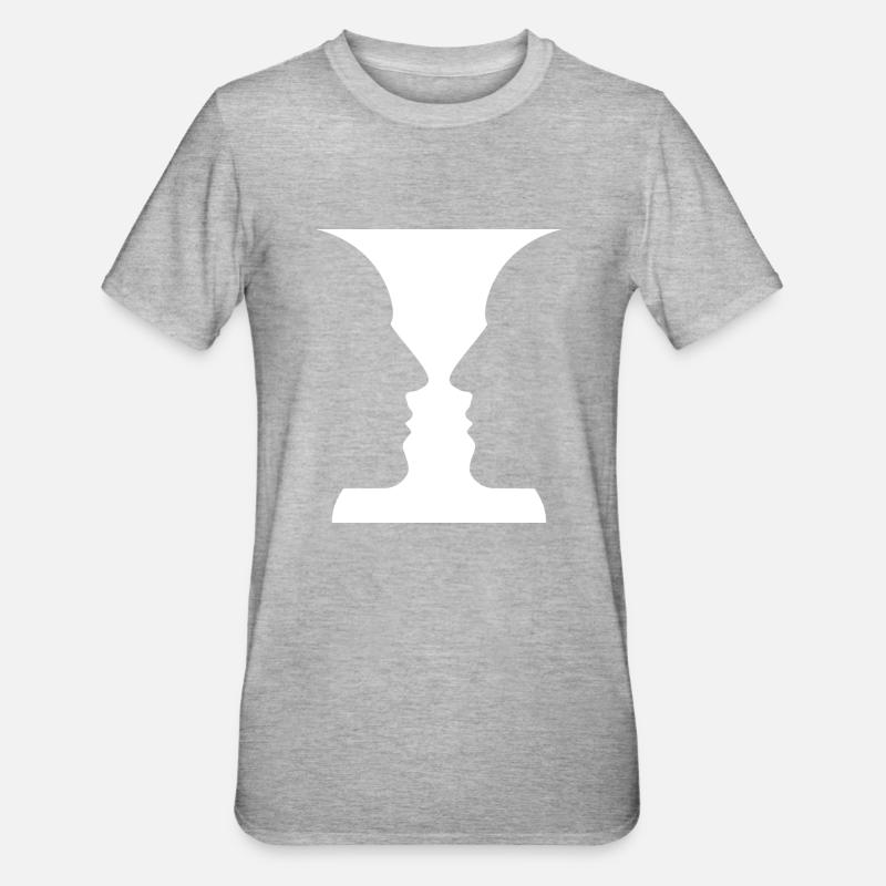 Köpfe oder Vase Optische Täuschung - Unisex Polycotton T-Shirt - Grau meliert
