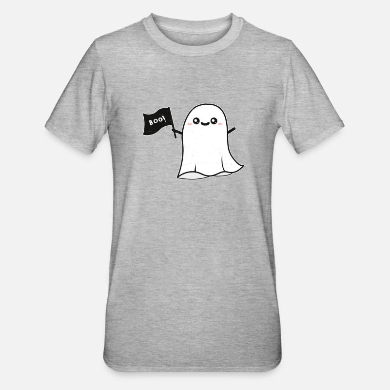 Geist Buh - Unisex Polycotton T-Shirt - Grau meliert