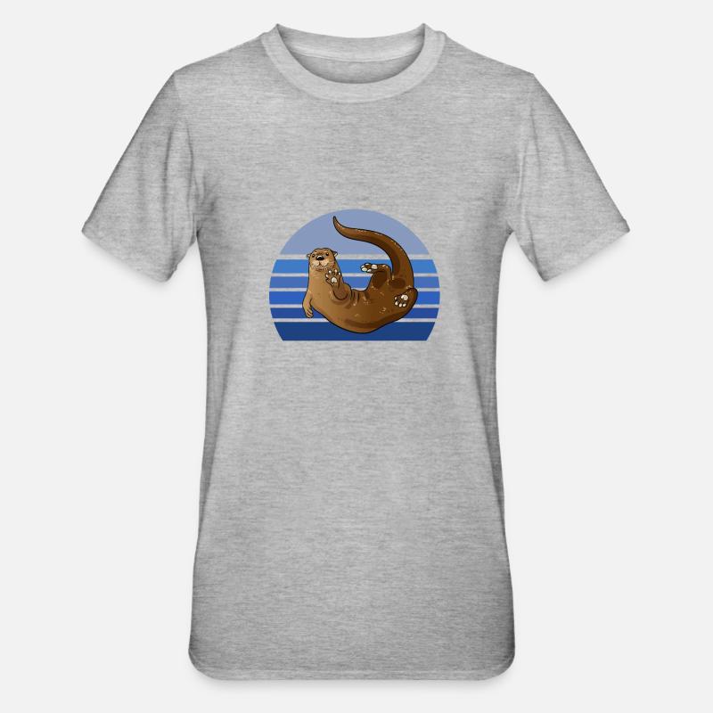 Otter Blue Retro - T-shirt polycoton Unisexe - gris chiné