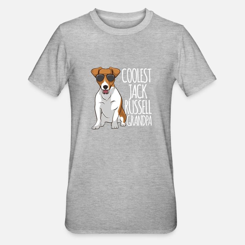 Le plus cool Jack Russel Papy Jack Russell Terrier - T-shirt polycoton Unisexe - gris chiné