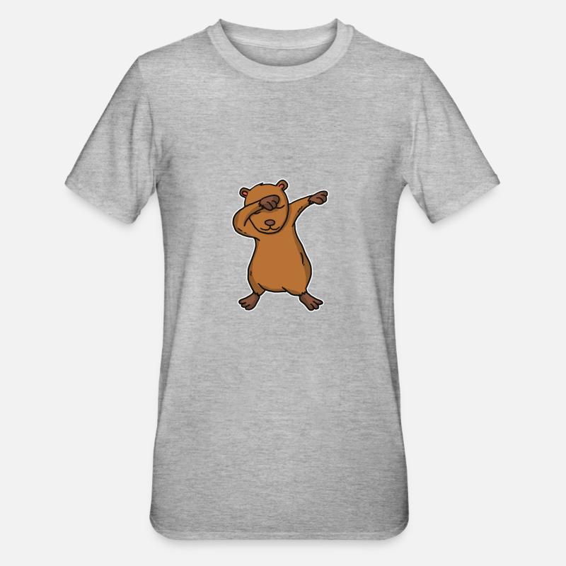 Cadeau de Dabbing Capybara - T-shirt polycoton Unisexe - gris chiné