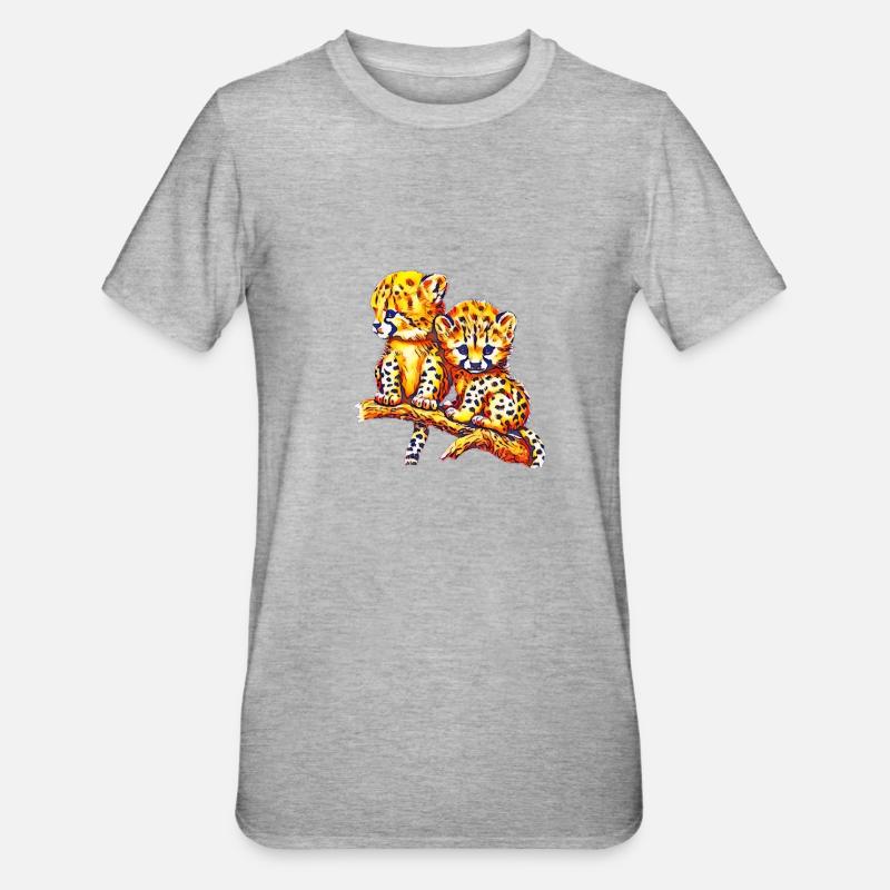 Guépards - T-shirt polycoton Unisexe - gris chiné
