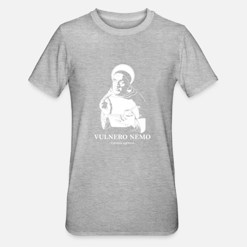 Citation de Vulnero Nemo catholique Saint Thomas d'Aquin - T-shirt polycoton Unisexe - gris chiné