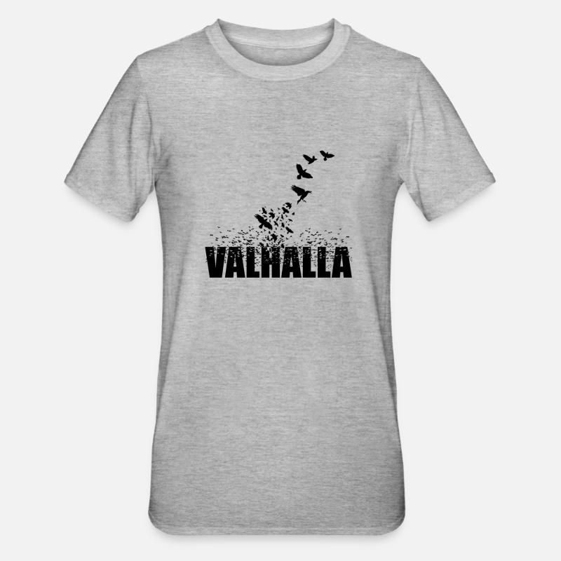 Vikings - Valhalla ravens graphic - Unisex Polycotton T-Shirt - heather grey