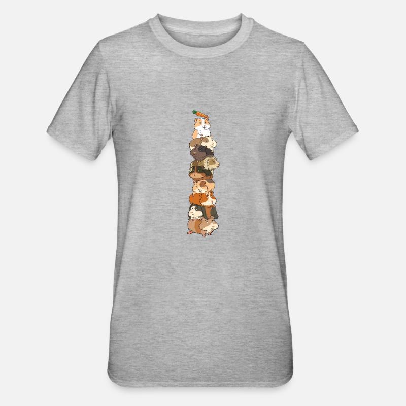 Tour de cochon d'Inde carotte feat pyramide - T-shirt polycoton Unisexe - gris chiné