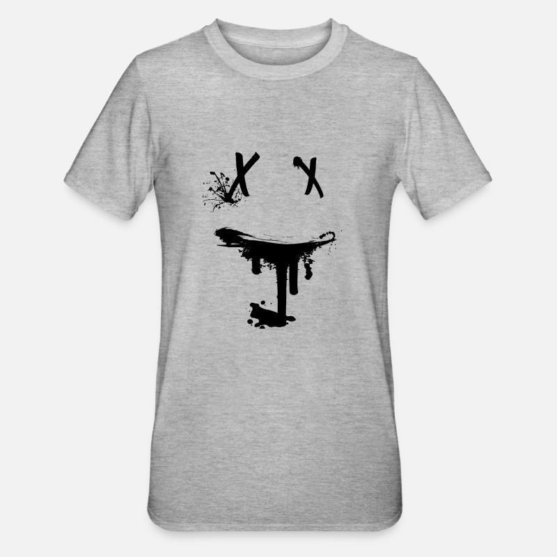 Evil laughing face gift idea - Unisex Polycotton T-Shirt - heather grey