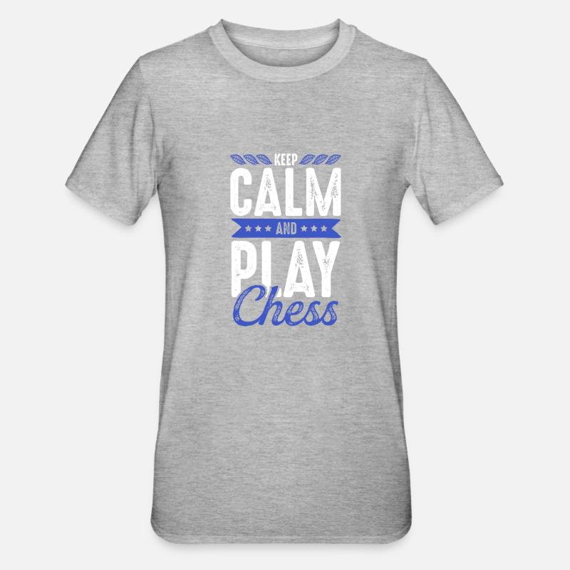 Keep Calm Schach Chess - Unisex Polycotton T-Shirt - Grau meliert