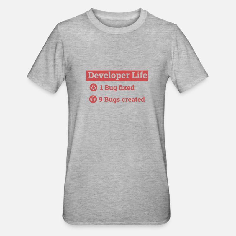 "Developer life" | Programmer, Programmierer - Unisex Polycotton T-Shirt - Grau meliert