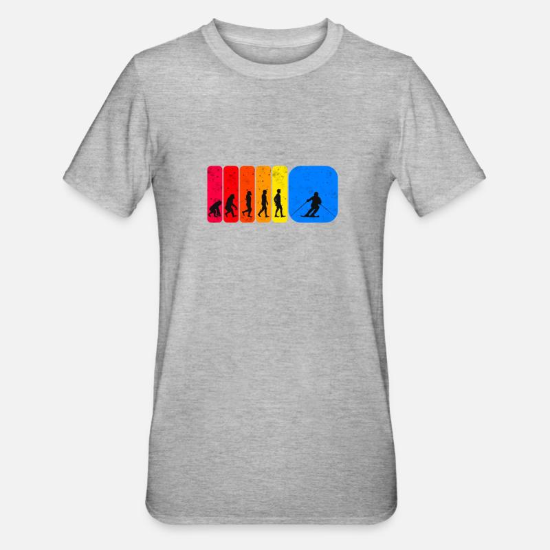 Idée cadeau skieur évolution ski - T-shirt polycoton Unisexe - gris chiné