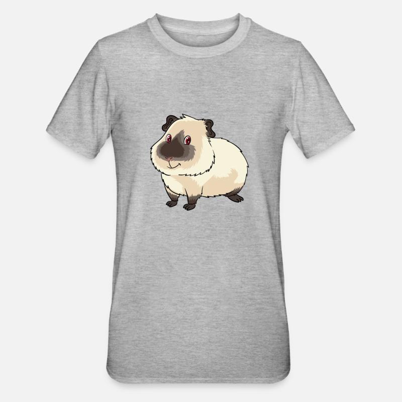 Mignon propriétaire de cochon d'Inde de l'Himalaya et - T-shirt polycoton Unisexe - gris chiné
