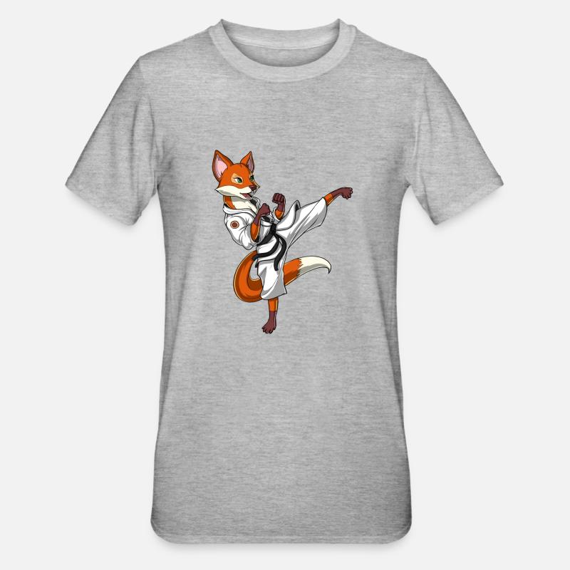 Karaté fox - T-shirt polycoton Unisexe - gris chiné